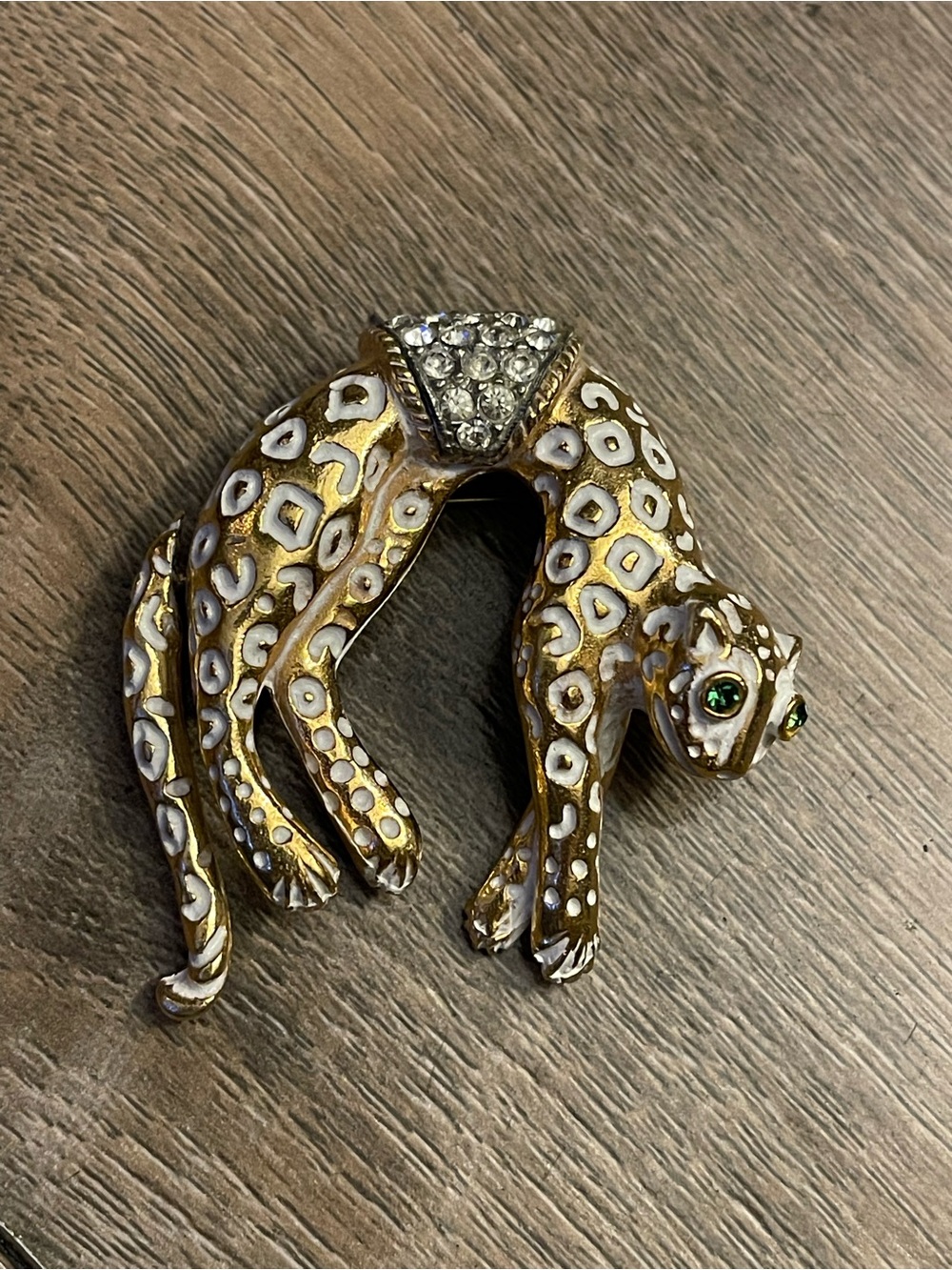 Gold and White Leopard Accent Brooch